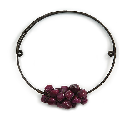Flex Wire Choker Style Necklace with Semi-Precious Stone in Purple - main view