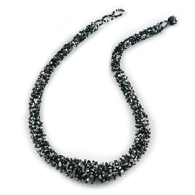 Chunky Graduated Glass Bead Necklace In Black and White - 62cm Long - main view