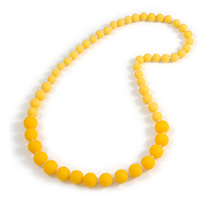 Long Graduated Yellow Resin Bead Necklace - 78cm L - main view