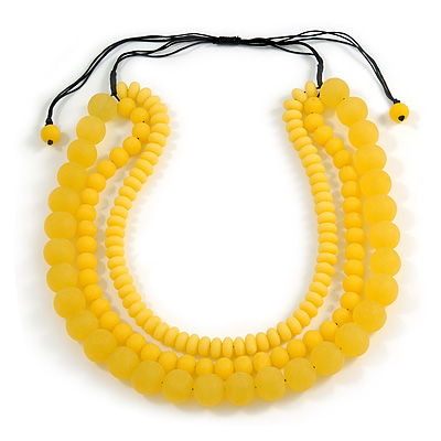 Long Chunky Resin Bead Necklace In Yellow 86cm Long