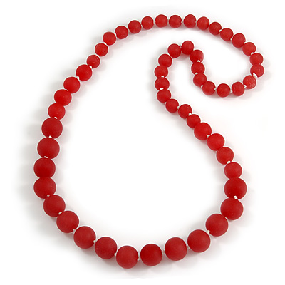 Long Graduated Red Resin Bead Necklace - 78cm L - main view