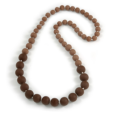 Long Graduated Brown Resin Bead Necklace - 78cm L - main view