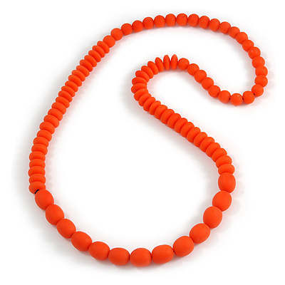 Orange Resin Bead Long Necklace - 86cm Long - main view