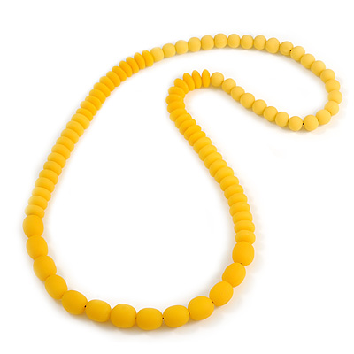 Long Chunky Resin Bead Necklace In Yellow - 86cm Long - main view