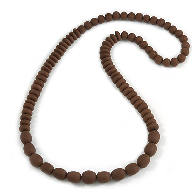 Long Chunky Resin Bead Necklace In Chocolate Brown - 86cm Long