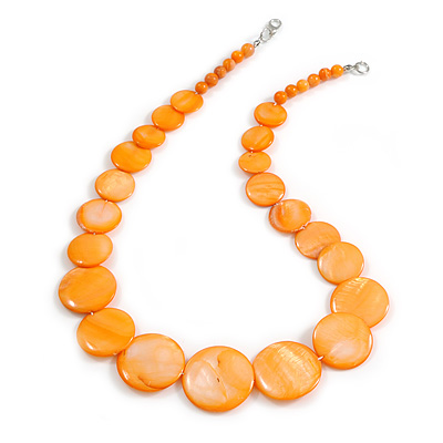 Pumpkin Orange Graduated Shell Necklace/47cm Long/Slight Variation In Colour/Natural Irregularities - main view