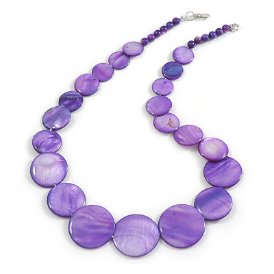 Purple Graduated Shell Necklace/47cm Long/Slight Variation In Colour/Natural Irregularities - main view