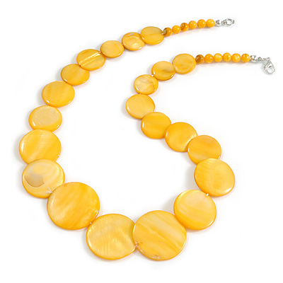 Yellow Gold Coloured Graduated Shell Necklace/47cm Long/Slight Variation In Colour/Natural Irregularities - main view