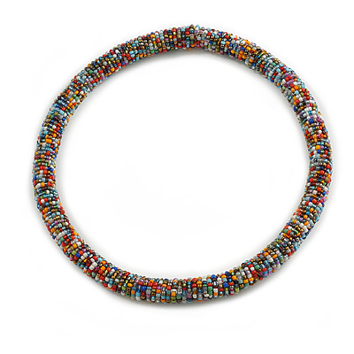 Statement Chunky Multicoloured Beaded Stretch Necklace - 50cm L - main view
