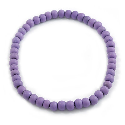 10mm/Unisex/Men/Women Lavender Purple Round Bead Wood Flex Necklace - 45cm Long