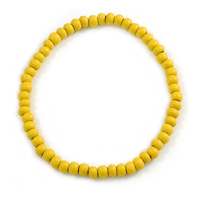 10mm/Unisex/Men/Women Banana Yellow Round Bead Wood Flex Necklace - 45cm Long - main view