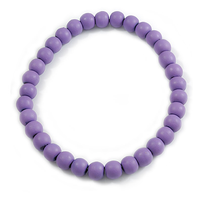 15mm/Unisex/Men/Women Lavender Purple Round Bead Wood Flex Necklace - 44cm Long