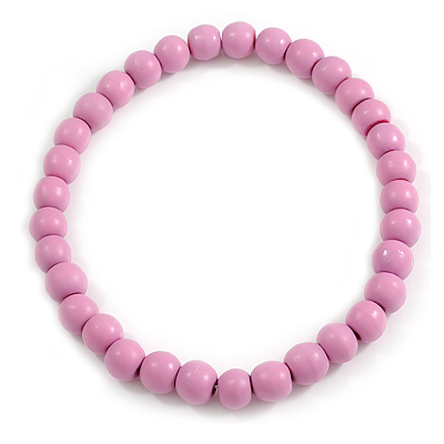 15mm/Unisex/Men/Women Bubble Gum Pink Bead Wood Flex Necklace - 44cm L