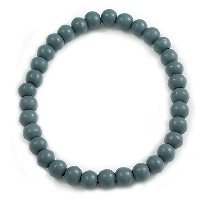 15mm/Unisex/Men/Women Grey Bead Wood Flex Necklace - 44cm L - main view
