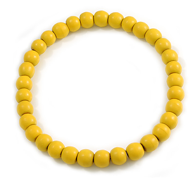 15mm/Unisex/Men/Women Banana Yellow Round Bead Wood Flex Necklace - 44cm L - main view