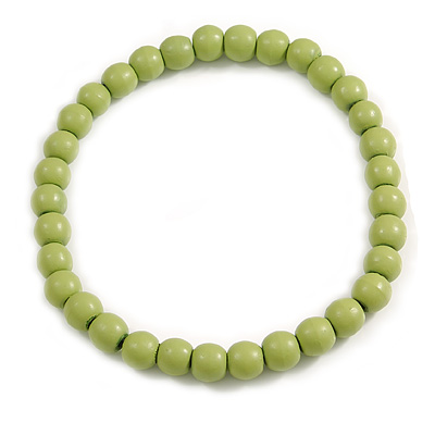 15mm/Unisex/Men/Women Lime Green Round Bead Wood Flex Necklace - 44cm L - main view