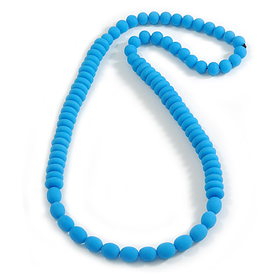 Turquoise Blue Resin Bead Long Necklace - 90cm Long