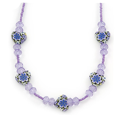 Children's Purple 'Heart' Necklace - 36cm Length/ 4cm Extension - main view