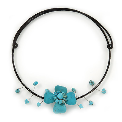 Turquoise Style Flower Flex Wire Choker Necklace - Adjustable - main view