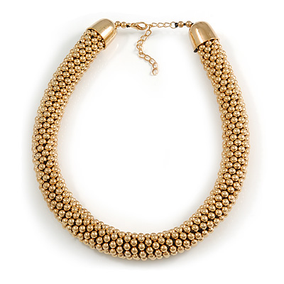 Chunky Mesh Choker Necklace In Gold Plating - 38cm Length/ 4cm Extension - main view