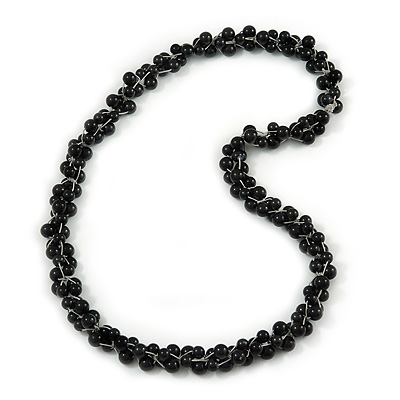 Black Ceramic Cluster Bead Necklace - 80cm L - main view
