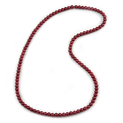 8mm Oxblood Red Glass Bead Necklace - 76cm L - main view
