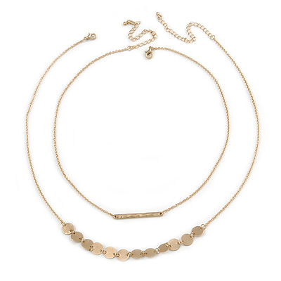 Matte Gold Double Chain Necklace - 46cm L/ 7cm Ext; 40cm L/ 7cm Ext - main view