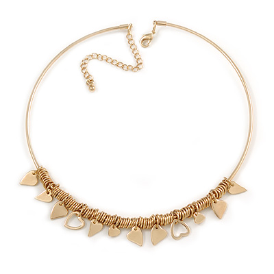 Sweet Heat Charm Bar Choker Style Necklace In Gold Plated Metal - 39cm L/ 8cm Ext - main view