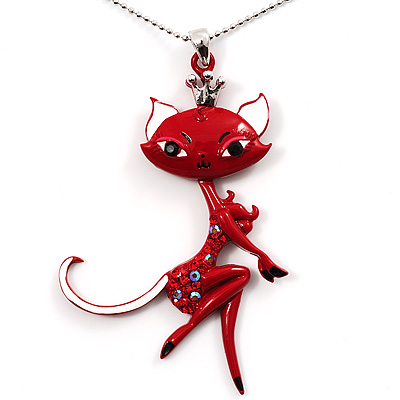 Romantic Red Pussy Cat Fashion Pendant - main view