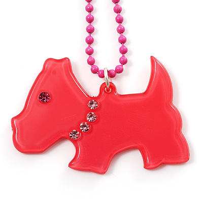 Pink Plastic Scottie Dog Pendant - main view