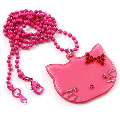 Romantic Pink Plastic Kitten Pendant - main view
