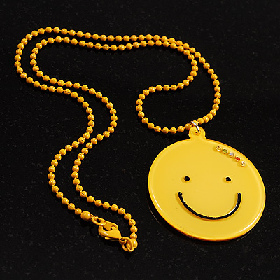 Yellow Plastic Smiling Face Pendant (Yellow) - main view