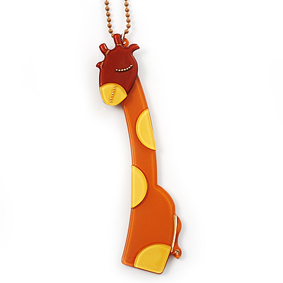 Tall Brown Plastic Giraffe Pendant - main view