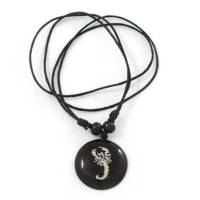 Avalaya Unisex Black/White Resin Medallion 'Yin Yang' Cotton Cord Pendant Adjustable 