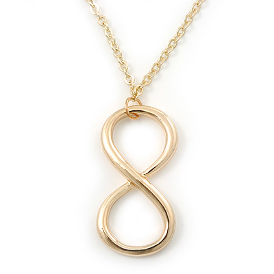 Polished Gold Plated 'Infinity' Pendant Necklace - 44cm Length/ 7cm Extension - main view