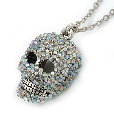 AB Crystal Skull Pendant With 40cm L/ 5cm Ext Silver Tone Chain - main view
