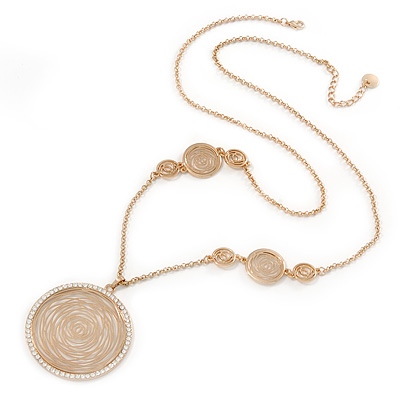 Stylish Filigree Crystal Medallion Pendant with Gold Plated Chain - 86cm L/ 3cm Ext - main view