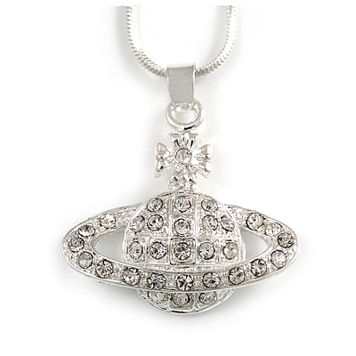Clear Crystal Monarch Pendant with Silver Tone Chain - 38cm L/ 5cm Ext - main view