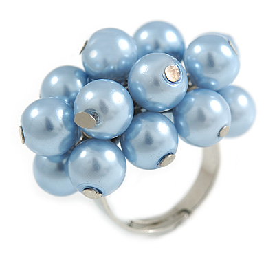 Cluster Of Slateblue Faux Pearl Costume Ring - main view