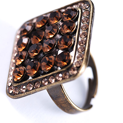 On The Rocks Light Brown Cocktail Costume Ring - main view