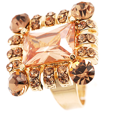 Queen Of Beauty Citrine Crystal Cocktail Ring