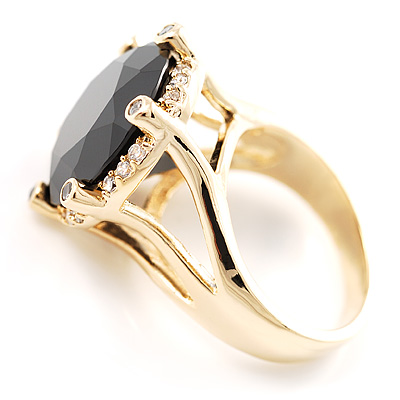 Show Off Jet-Black Crystal Costume Ring - main view