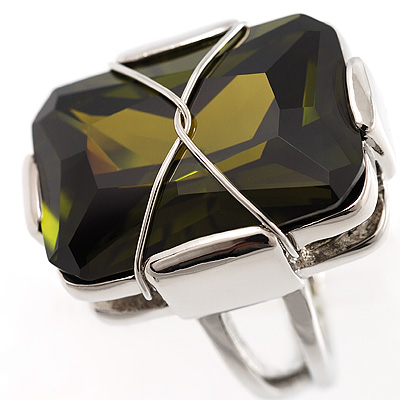 Twisted Rectangular Olive Cocktail Ring - main view