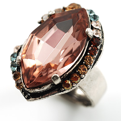 Champagne Marquise-Cut Vintage Cocktail Ring - main view