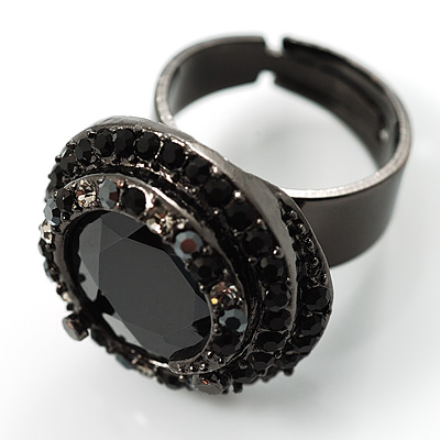 Avalaya Statement Black//Hematite Austrian Crystal Filigree Cross Brooch//Pendant in Gunmetal 58mm Length