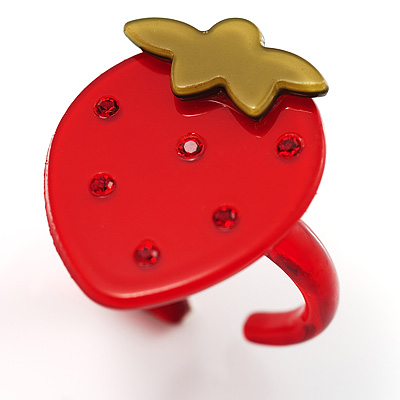 Red Plastic Strawberry Ring - main view