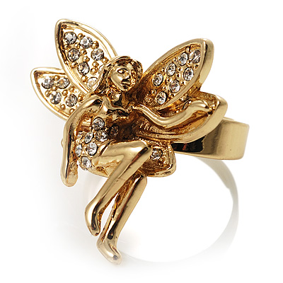 Gold-Tone Fairy Wishing Crystal Ring
