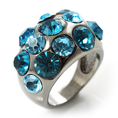 Sky Blue Crystal Band Ring