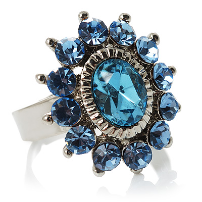 Blue Crystal Fancy Ring - main view