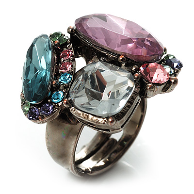 Crystal Cluster Cocktail Ring (Multicoloured) - main view